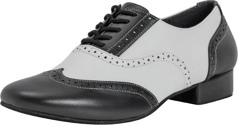 Linodes Men's Latin Dance Shoes 1 Inch Leather Sole Ballroom Salsa Tango Waltz Character Shoe-Colorful - Image 1
